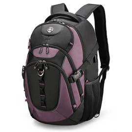 Swissdigital Design Business Laptop Backpack with Smart USB Charging Port, Travel Backpack Fits 15.6 inches Laptops, Water Repellent College Backpack for Women, Light Purple/Black | SD803