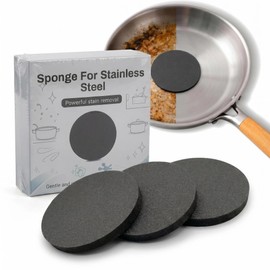 Stainless Steel Sponge 3-Pack, Scratch-Free Metal Sponge for Stainless Steel Pans Cookware Sinks, Heavy Duty Removes Burnt-On Stains Baked Grease, Flexible Reusable Kitchen Cleaning Sponge