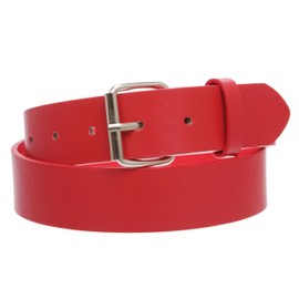 Kids or Extra Small Size Snap On Plain Leather Belt, Red | xs - 20"