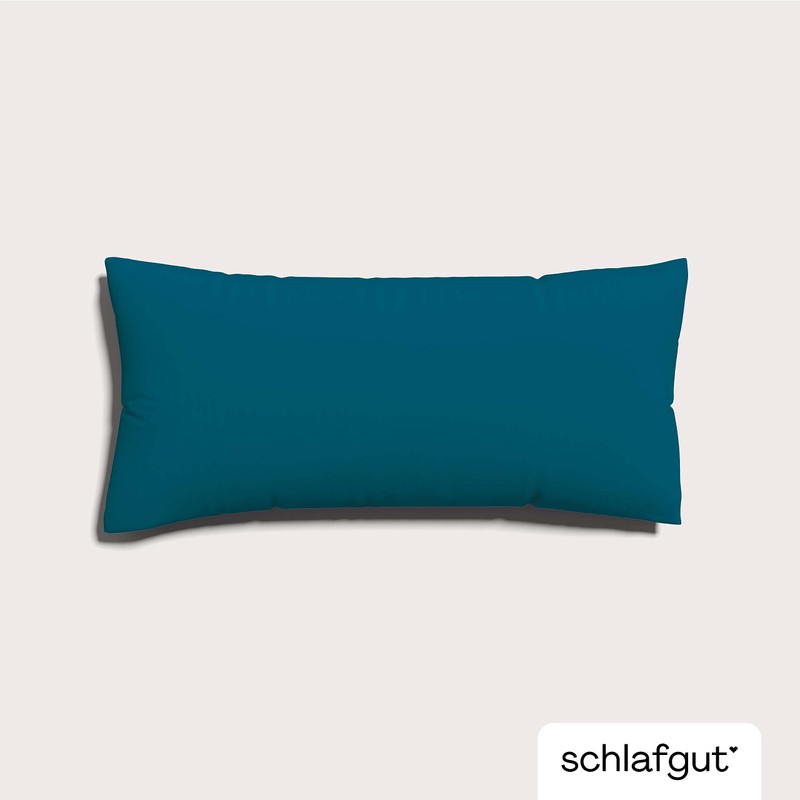 schlafgut Knitted Jersey Cushion Cover 40 x 80 cm Petrol
