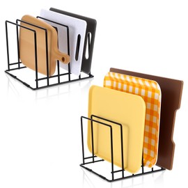 2-Pack Steel Cutting Board Organizer, Bakeware Organizer Rack, 5-Slot Baking Sheet Organizer Rack for Kitchen Storage, for Cutting Boards, Cookie Sheets, and Baking Pans, 8.7" x 7.4" x 6.3"
