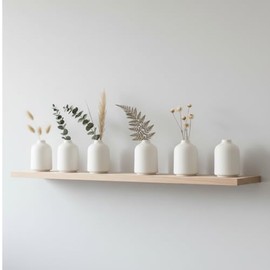 Carrot's Den - Juego de 6 jarrones pequeños de cerámica Blanca para decoración del hogar, jarrones Bohemios para Flores secas + Plantas de casa, Boda, hogar, Centro de Mesa, Moderno, Minimalista