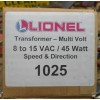Lionel Multivolt Transformer 1025 45 Watt Refurbished