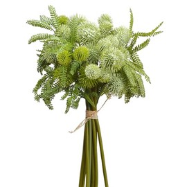 12" Silk Thistle Flower Stem Bundle -Green (Pack of 12)