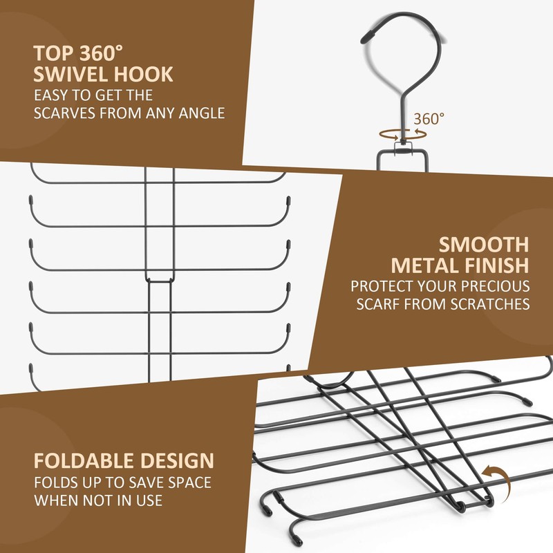 ZEDODIER Scarf Organizer Scarf Hanger for Closet, 2 Pack Rotatable