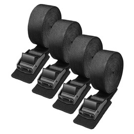 Set of 4 Tie Down Straps Black 2.5 m, 250 kg Load Capacity, Straps and Fastening Straps Set with Zinc Alloy Buckle, Tension Quick Release Straps for Cars, Camping Bicycle Cars, Motorcycles