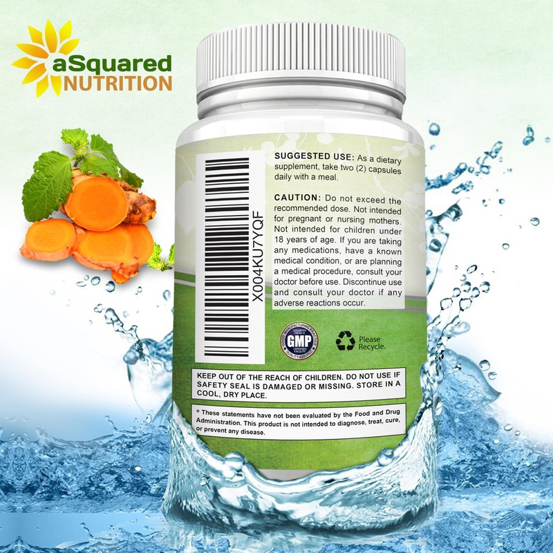 aSquared Nutrition Turmeric Curcumin 1300mg with BioPerine Black Pepper Extract