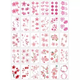 작은 미니 꽃무늬 레터링 타투 스티커 Small Mini Floral Lettering Tattoo Sticker [Cherry blossom]