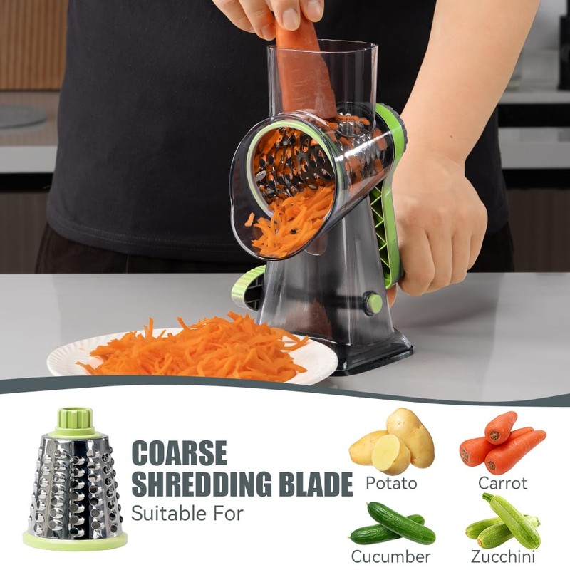 KEOUKE Rotary Cheese Grater Hand Crank Transparent - Shredder Slicer