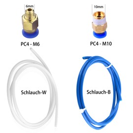 S SIENOC 4 x 1M PTFE Teflon Hose Tube (2 mm x 4 mm) + 8 x PC4-M6 + 8 x PC4-M10 Pneumatic Air Straight Quick Fitting 4 mm Thread