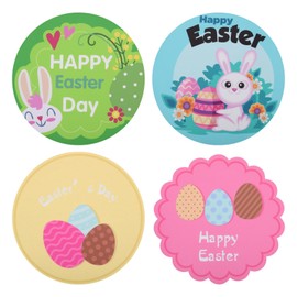 Beautyflier Bunny Paw Prints Floor Decals for Easter Floor Decoration, Easter Bunny Door Stickers with Easter Eggs Decals for Spring Door Window Refrigerator Decorations