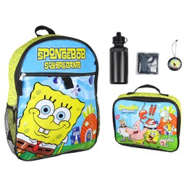 INTIMO Nickelodeon SpongeBob SquarePants Characters Squidward Patrick Mr. Krabs Sandy Plankton Gary 5 PC Backpack Lunchbox Icepack Water Bottle