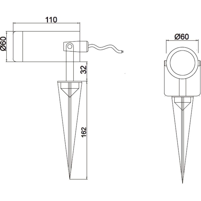 Eamon - 230V IP65 GU10 Polycarbonate Spike Light - Black