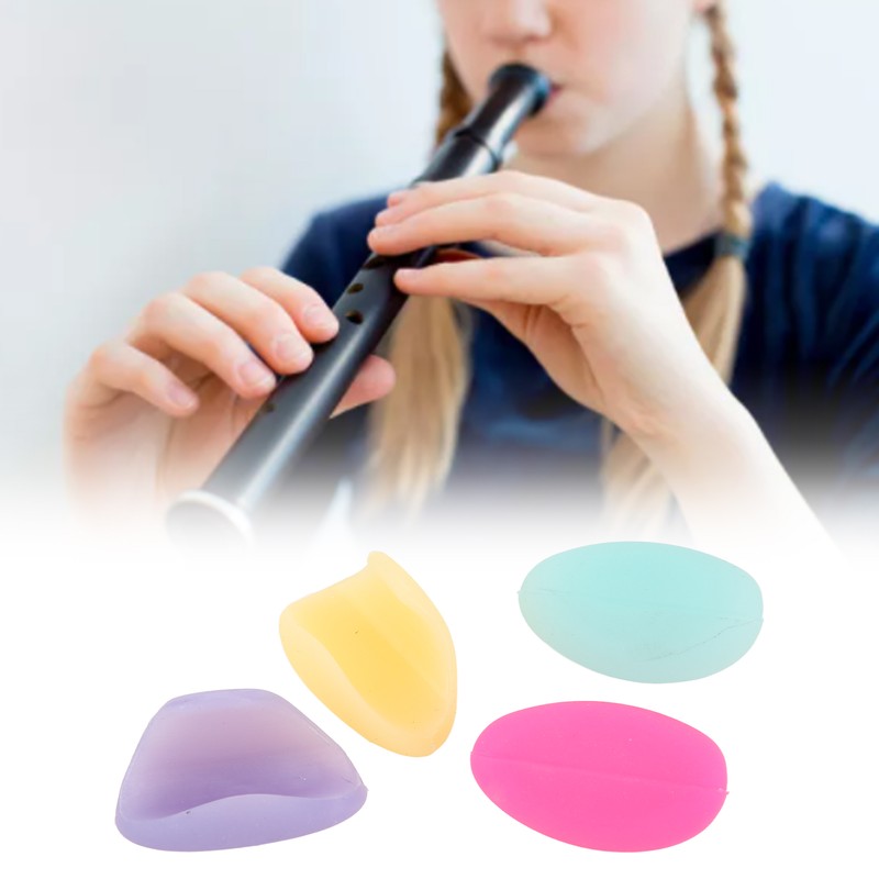 4Pcs Flute Thumb Rest Cushion Colourful Silicone Finger Cover Flutes