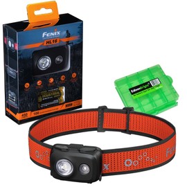 EdisonBright Fenix HL16 450 Lumen Light Weight AAA Battery powerd Hiking/Camping/Jogging headlamp Battery Carrying case (Black)