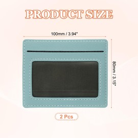 PATIKIL 2Pcs Minimalist Credit Card Holder for Women, PU Leather Wallet Slim with ID Window Thin Leather Credit Card Case for Men Women with 4 Card Slots, Light Blue