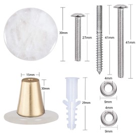 mookaitedecor Set of 4 Clear Quartz Round Crystal Cabinet Knobs with Screws, 30mm Crystal Stone Drawer Knobs Handles Pulls for Cupboard Wardrobe Kitchen Decorative Brass Knobs Calendar Wall Hanger