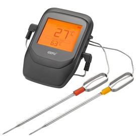 GEFU Control + Grill Thermometer - Smart Roasting Thermometer with 2 Probes & LCD Temperature Display, BBQ Thermometer, Kitchen Thermometer for Meat