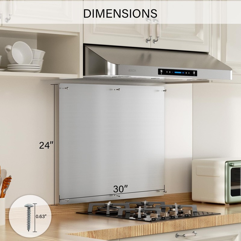 IKTCH 24 x 30 Inch Stainless Steel Backsplash, Stove Backsplash