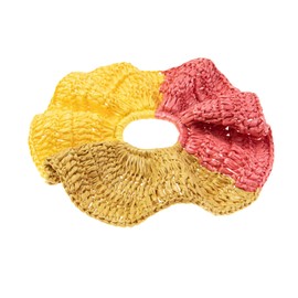 OSOPLAY Handmade Raffia Hair Scrunchie for Women Eco-Friendly Lightweight Woven Bun Holder Soft & Natural Hair Tie (Warm3)