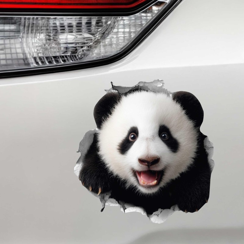 Panda Hole Wall Decal – 3D Cute Animal Sticker –
