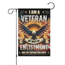FLAGMEUP8386 Veteran Garden Flag - "I Am a Veteran" Eagle & American Flag Design, Double-Sided 12x18 Inch, Weatherproof Polyester Outdoor Decor for Veterans & Families