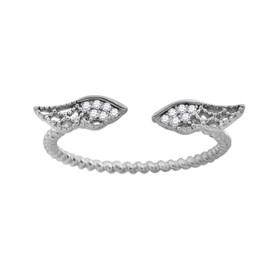 JewelryWeb 925 Sterling Silver Womens Cubic Zirconia Religious Guardian Angel Wings Adjustable toe ring Size 7-toe ring for Women