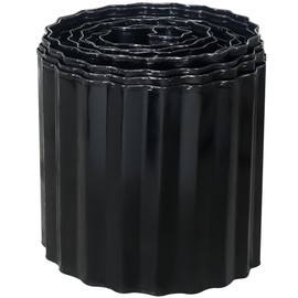 Quibbay Corrugated Metal Garden Edging, 6"20Ft Landscape Border for Lawn, Flower Bed and Garden, Sturdy Galvanized Steel Yard, Flexible for DIY Landscaping and Yard, Black