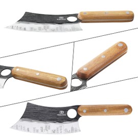 3 PCS Butcher Knife Set, Kaloo 7" Butcher Meat Cleaver, 7" Serbian Chef Knife and 6.5" Viking Knife, Hand Forged Butcher Knives with Wood Handle for Home, Outdoor Cooking, Camping BBQ
