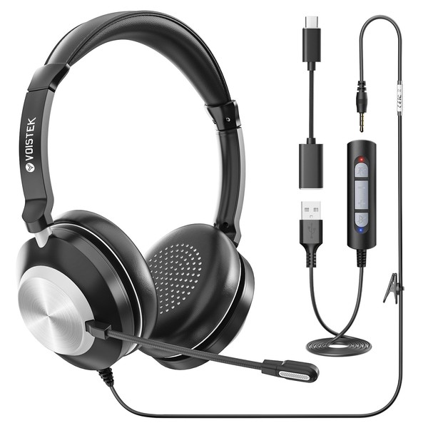 USB Headset with Microphone, Computer Laptop Headset with Noise Cancelling