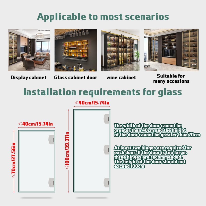 2 Pcs Glass Doors Hinge Cupboard Showcase Wine Cabinet Clamp
