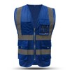Large Blue safety vest reflective with pockets and zipper|High Visibility