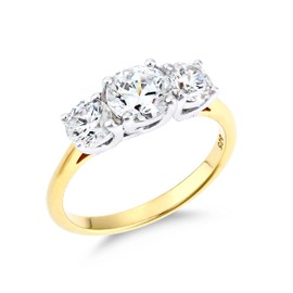 Old English Jewellers 9ct Yellow Gold on Silver 2.00ct Three Stone Engagement Ring size J K L M N O P Q R S T U V (U)