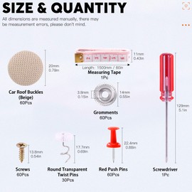 Rustark 152 Pcs Headliner Repair Button Replacement Set with Roof Rivets Snap, Retaining Pin and Pushpins, Weatherstrip Interior Ceiling Cloth Fixing Screw Cap Roof Repair Buckle for All Cars (Beige)