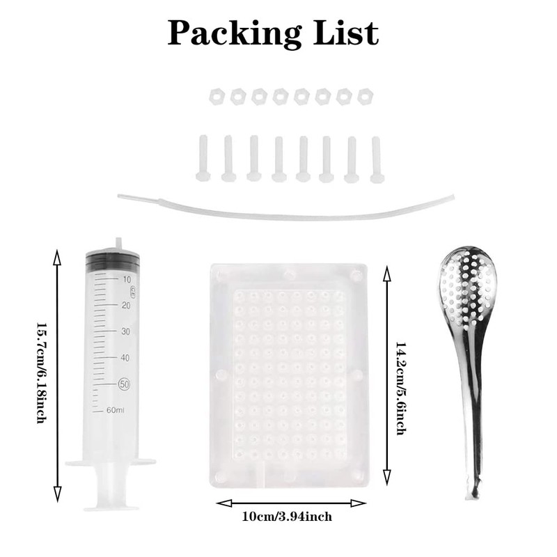 Molecular Gastronomy Kit 96 Holes Caviar Maker with Spherification Spoon,