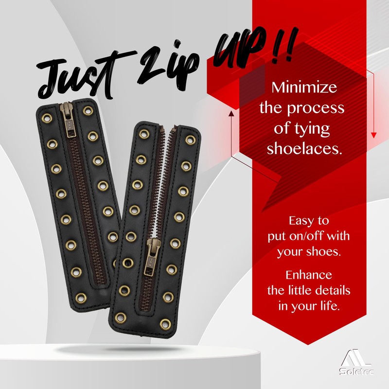 Soletec Leather Lace-in Boot Zipper Inserts for All Brands, Tieless