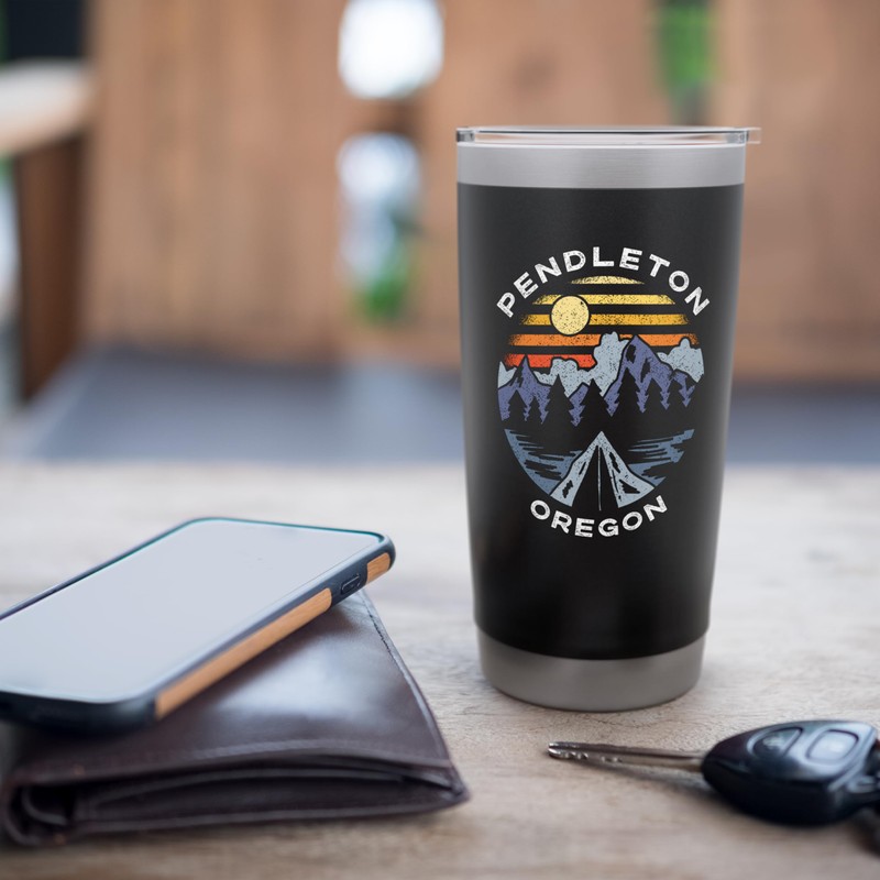 Pendleton Oregon Mountains OR Camping Sunset Vacation Stainless Steel Insulated