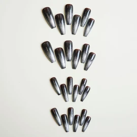 Nail Tip, Long False Claws, Stylish, Magnet, Cat Eye, Long Nail Tip, 24 Pieces, Glossy, Glitter, Cute, False Nails, Magnet, Popular, Fake Nails, Simple, Handmade Nail Stickers, Nail Art, DIY Nails,