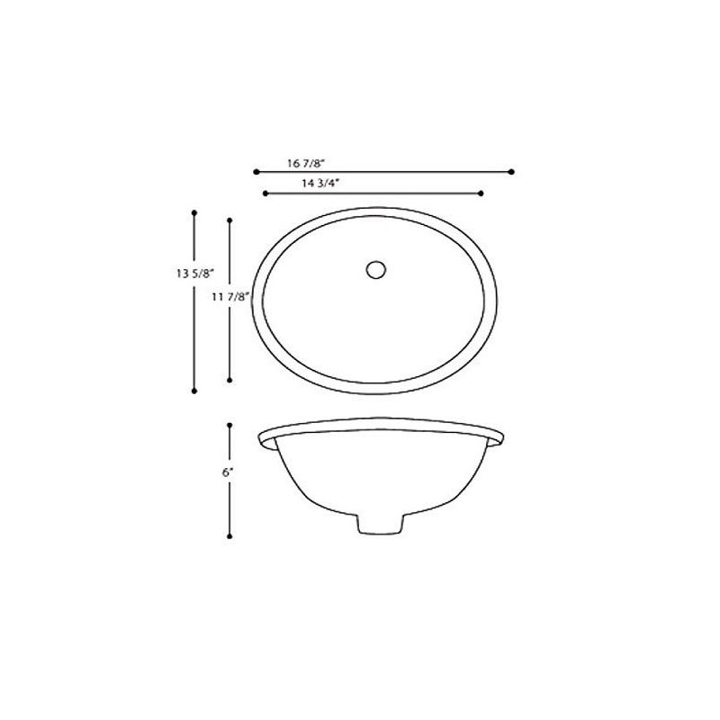 Nantucket Sinks UM-15x12-B 15-Inch by 12-Inch Oval Ceramic Undermount Vanity