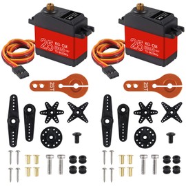 ACEIRMC 2pcs Servo High Torque Metal Gear Standard Digital Servo 25KG/0.13S 6.8V for 1/8 1/10 RC Car 90-180°