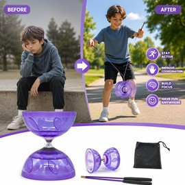 Portable Diabolo Set for Outdoor Play – Beginner-Friendly Soft Rubber Skill Toy for Kids & Adults