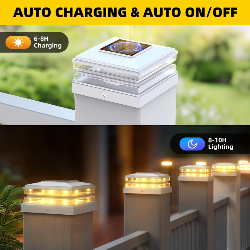EXCMARK 4x4 Solar Post Cap Lights, Fence Deck Post Lights