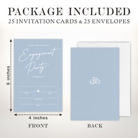 TPYEN 25 Engagement Party Invitations With Envelopes - Minimalism Fill In Style Invites For Newlyweds, Mr & Mrs, Engagement Receptions, Party Favor (Blue-A02)