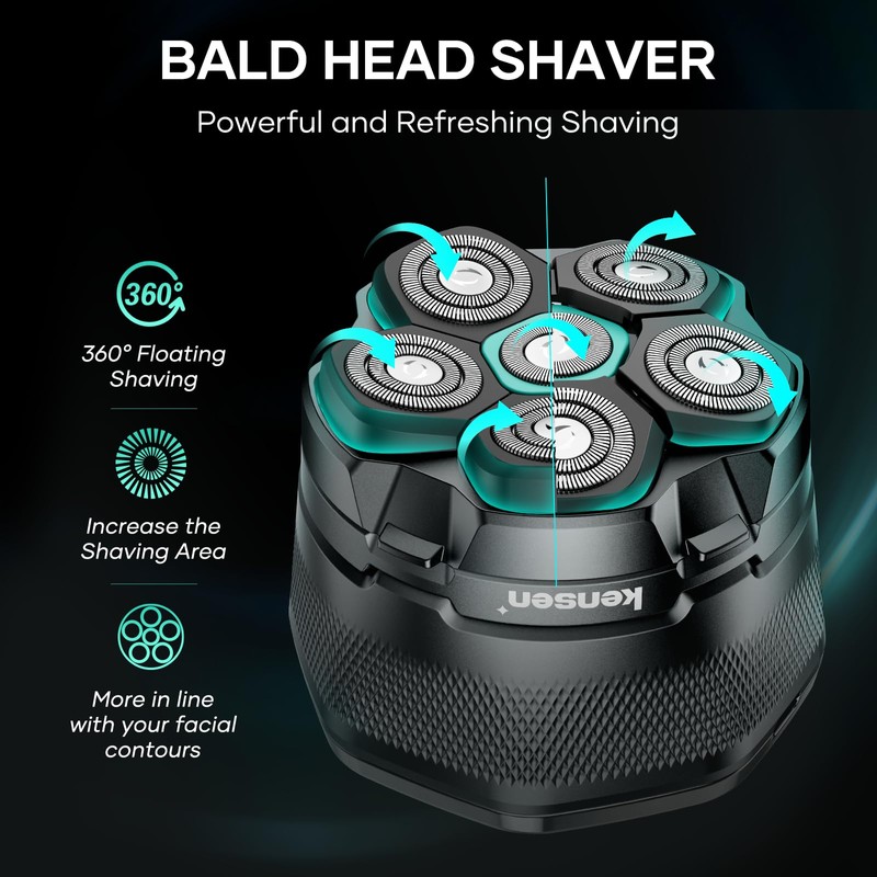 6D Head Shavers for Bald Men Magnetic Blade Replacement Head,