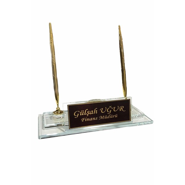 MOOGCO Custom Desk Name Plate: Black Glass Desk Name Plate