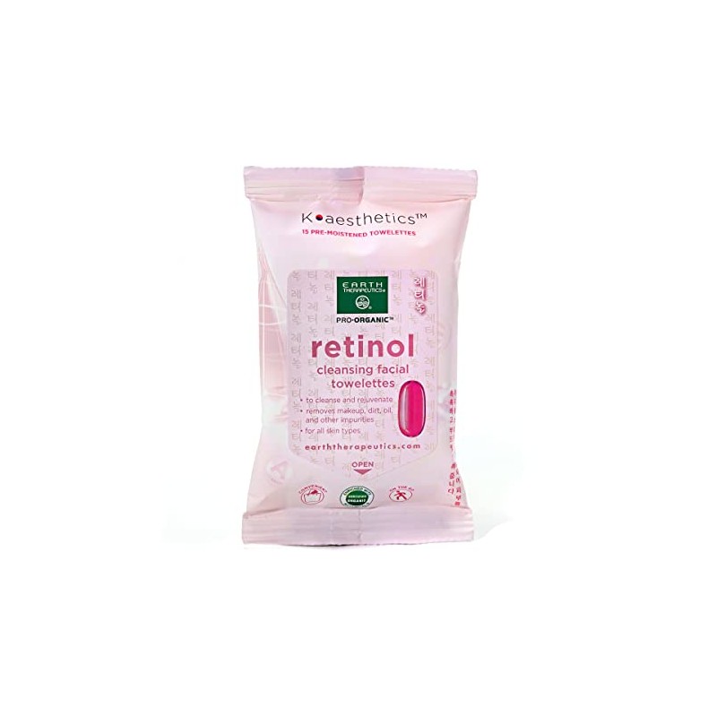 Earth Therapeutics Retinol Cleansing Facial Towelettes - Travel Size -