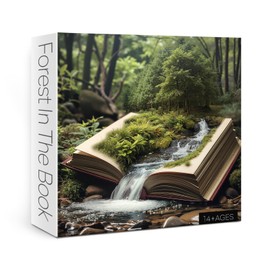 Book Forest Puzzle for Adults 1000 Pieces Nature, Fantasy Plant Jigsaw Puzzle, Cozy Tree River Green Puzzle