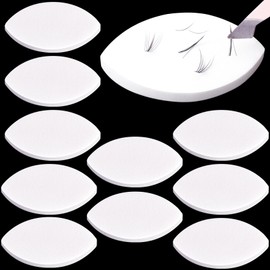 Isslly 10 Pcs White Lash Sponge for Practice, Eye Shaped Lash Extension Practice Sponge, Eyelash Map Sponges, Face Makeup Supplies for Eyelash Beginners, Women, Girls