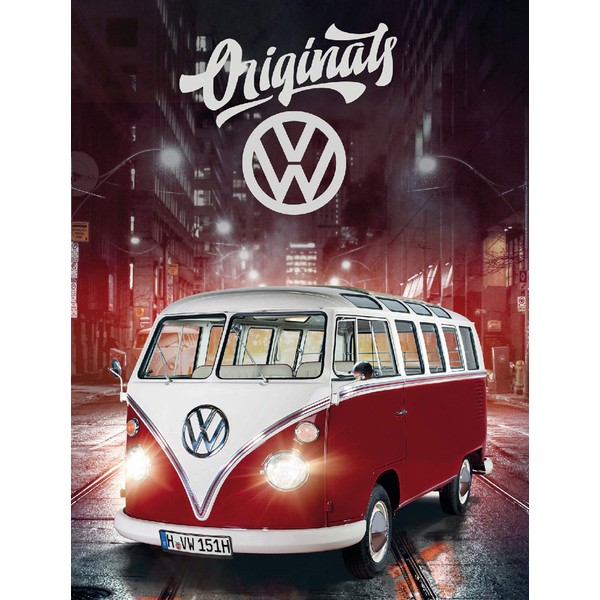Large VW Volkswagen Fleece Blanket Bulli T1 Red 130 cm