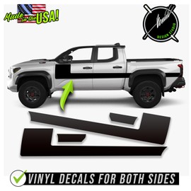 BENINI DESIGN STUDIO Side Retro Hockey Vinyl Racing Stripes Decal Kit Stickers Compatible with 2024 Toyota Tacoma Compatible with 2025 Toyota 4-Runner Base and TRD (Red)